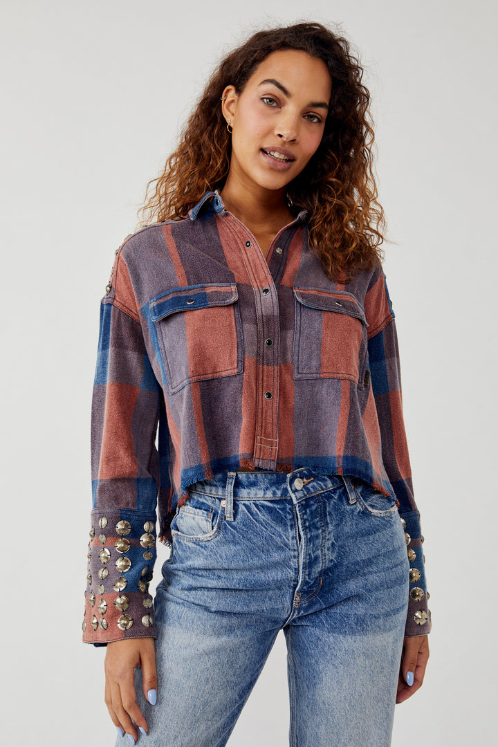 Free People Austin Plaid Button-Down-Kragen