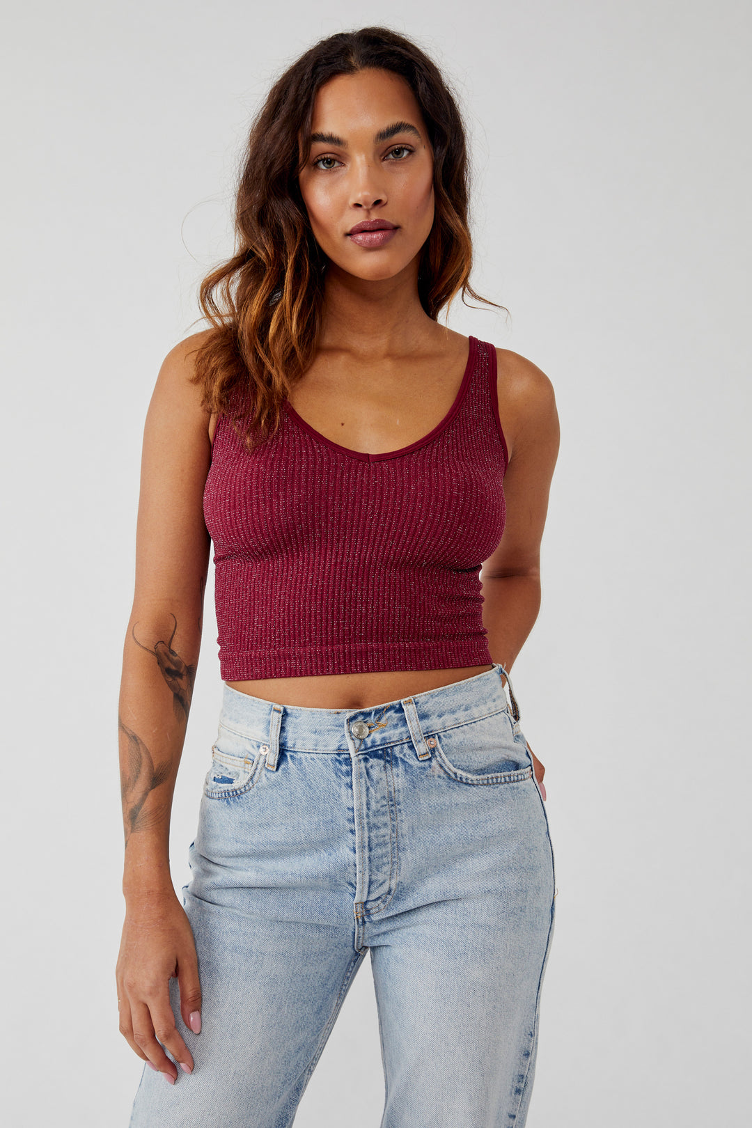 Free People Lurex Solid Rib Brami