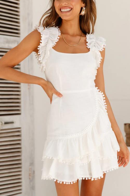 One & Only Woven Mini Dress with Ruffled Skirt