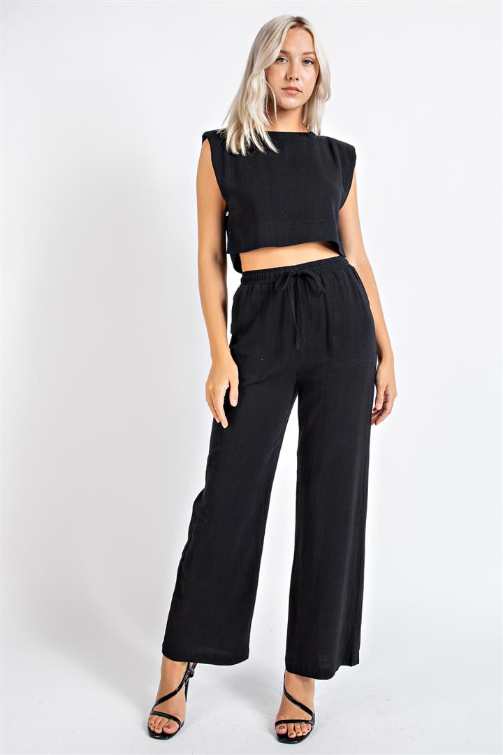 Edit By Nine Linen Drawstring Waist Pants