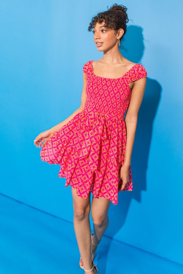 Gewebtes Minikleid mit Flying Tomato-Print