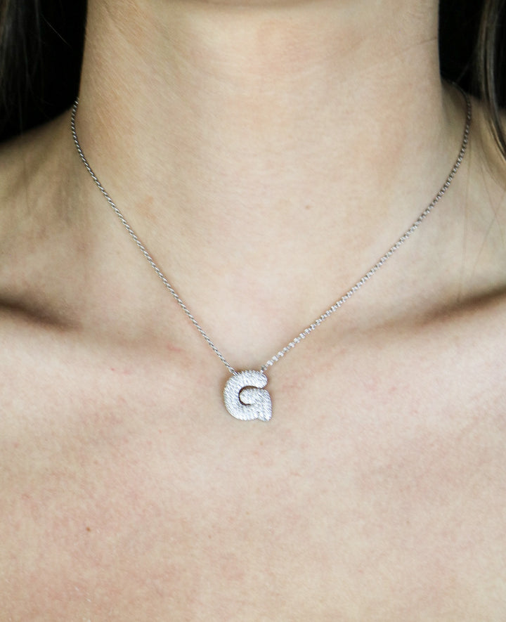 Letter Necklace with Rhinestone