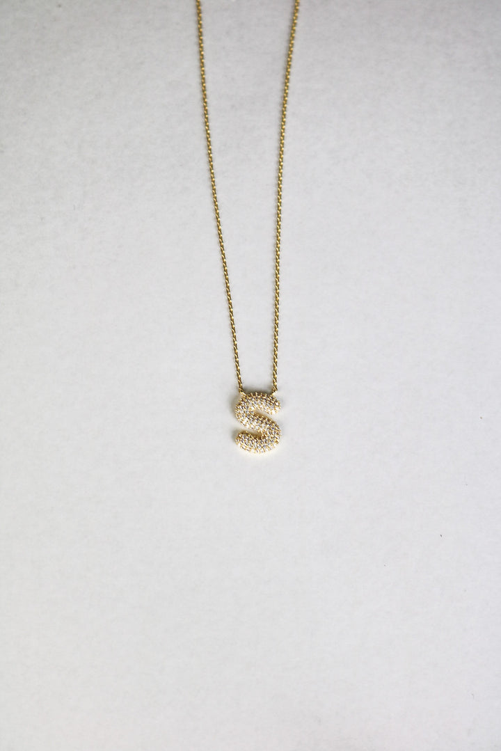 Letter Necklace with Rhinestone