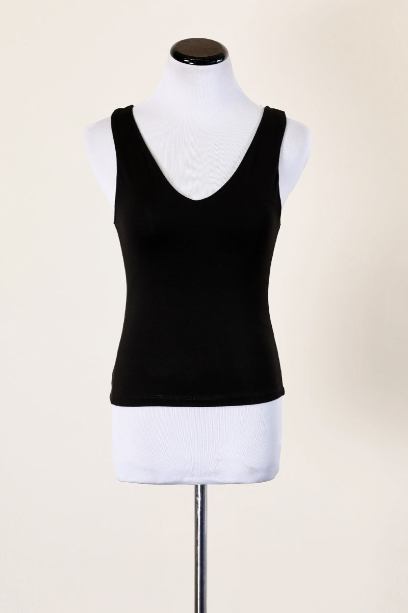 Solid Sleeveless V Neck Cropped Tank