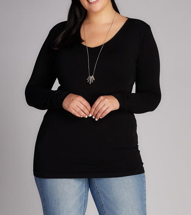 Cest Moi Bamboo Plus Size V Neck Top