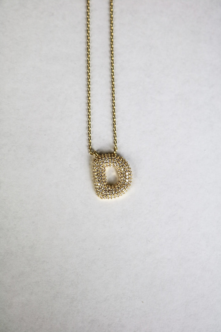 Letter Necklace with Rhinestone
