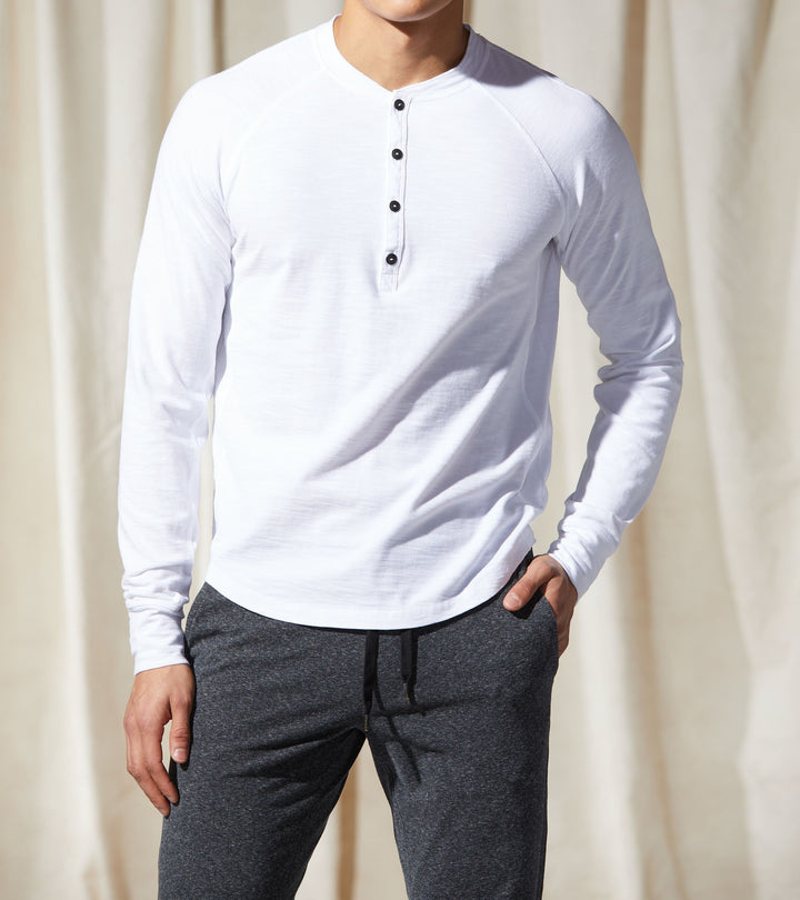 Good Man Brand Long Sleeve Soft Slub Jersey Henley
