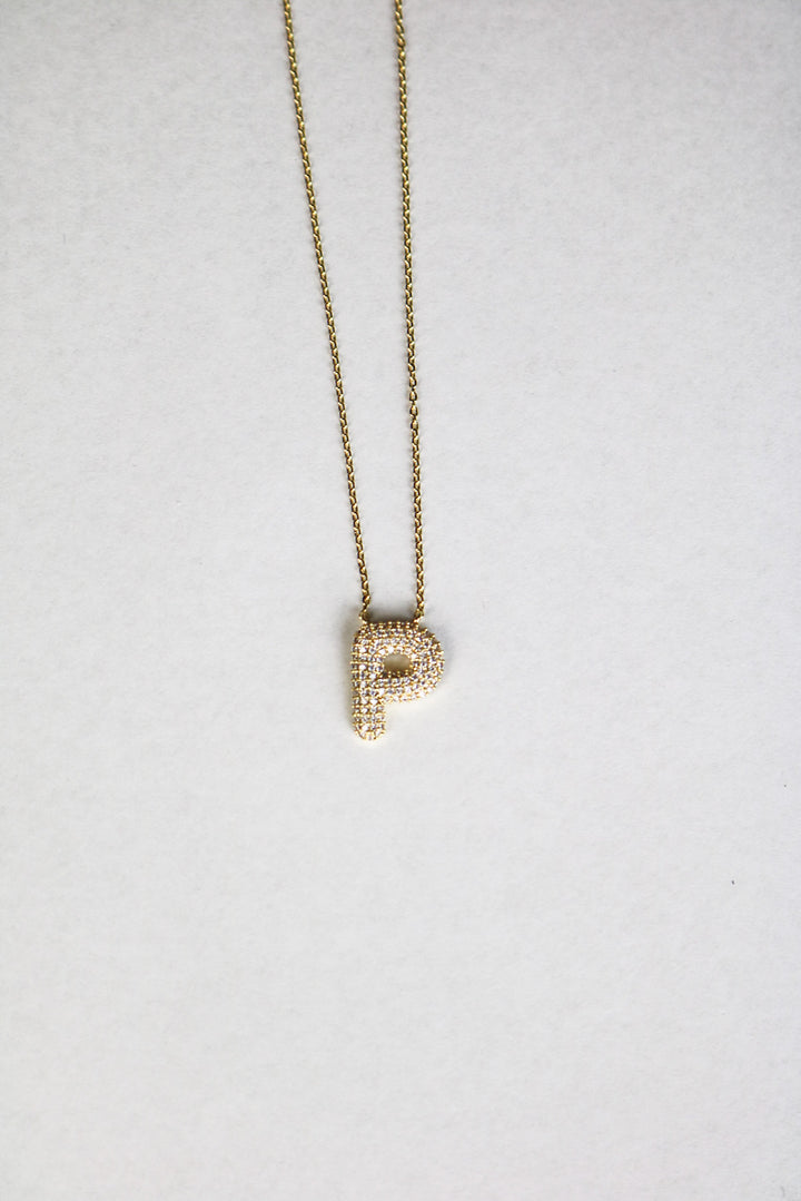 Letter Necklace with Rhinestone