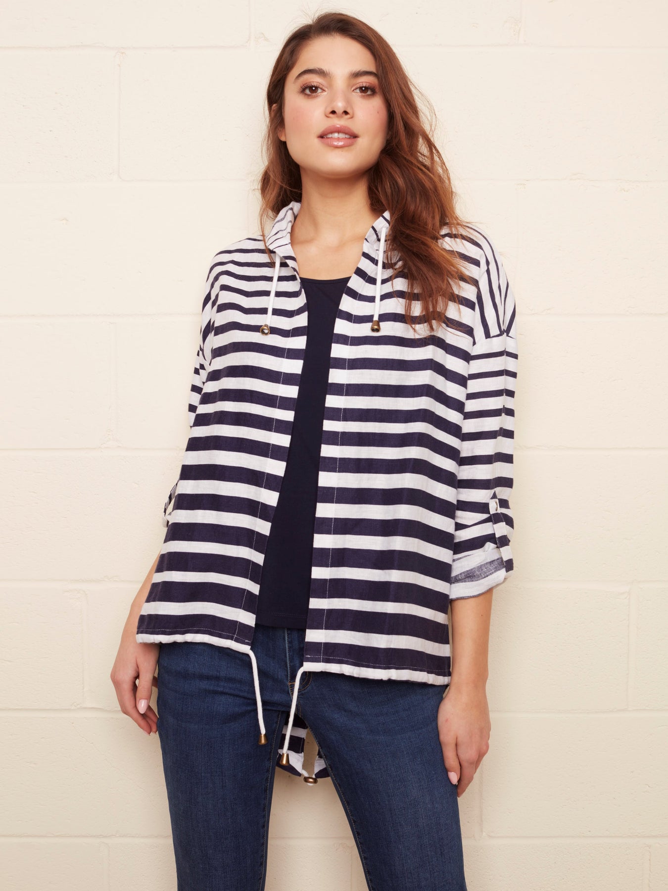 Striped duster clearance jacket