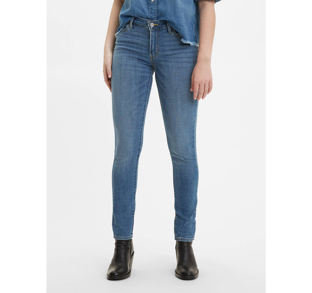 Levis 711 Skinny Long Bottom Jean Indigo Rays