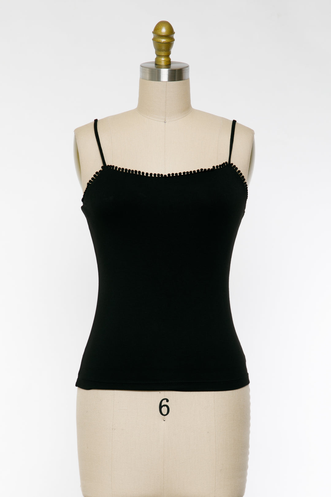 Rayon Modal Double Layered Solid Pom Pom Trimmed Cami Tank Top