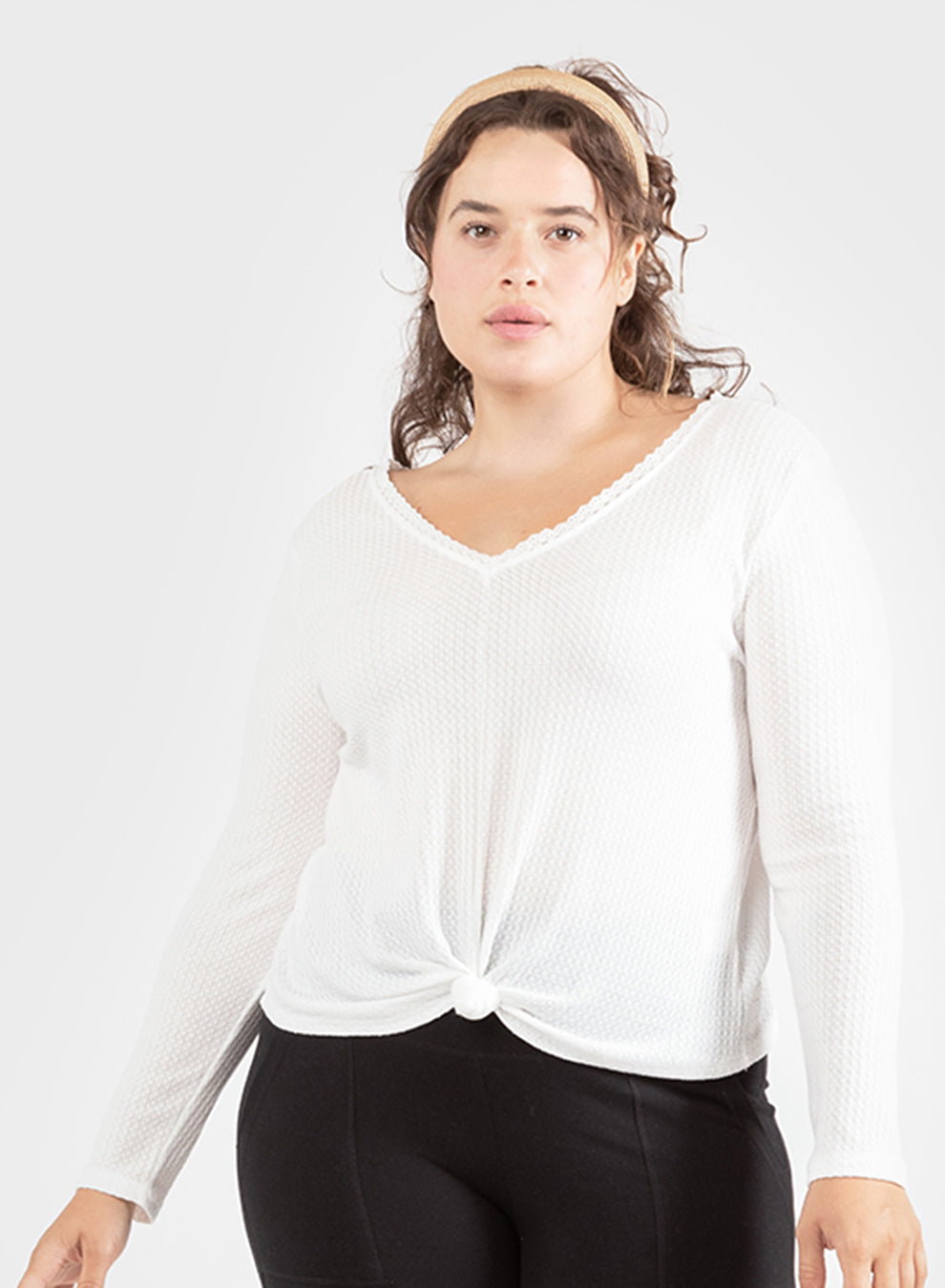 Dex Plus Lace Trim Knit Top