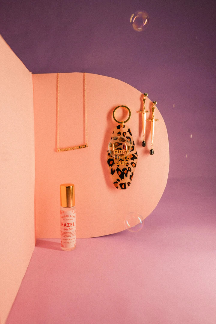 Golden Gems Leopard Gutsy Little Lady Motel Keytag