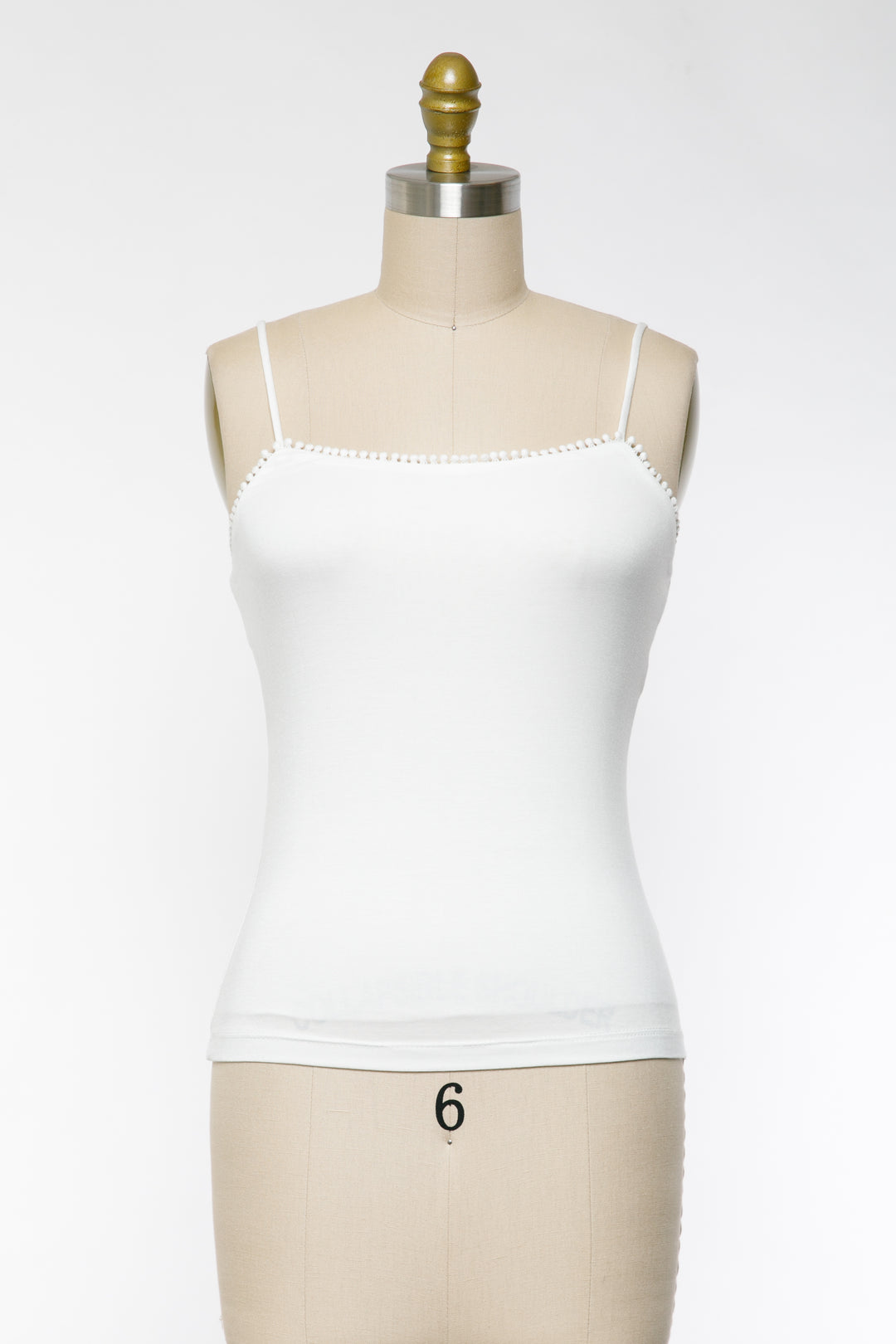 Rayon Modal Double Layered Solid Pom Pom Trimmed Cami Tank Top