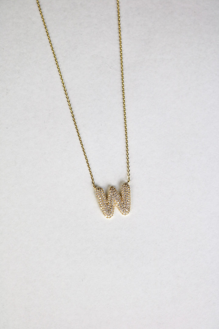 Letter Necklace with Rhinestone