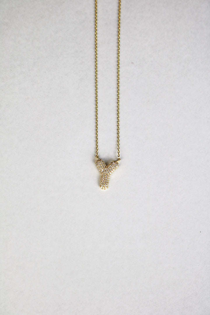 Letter Necklace with Rhinestone