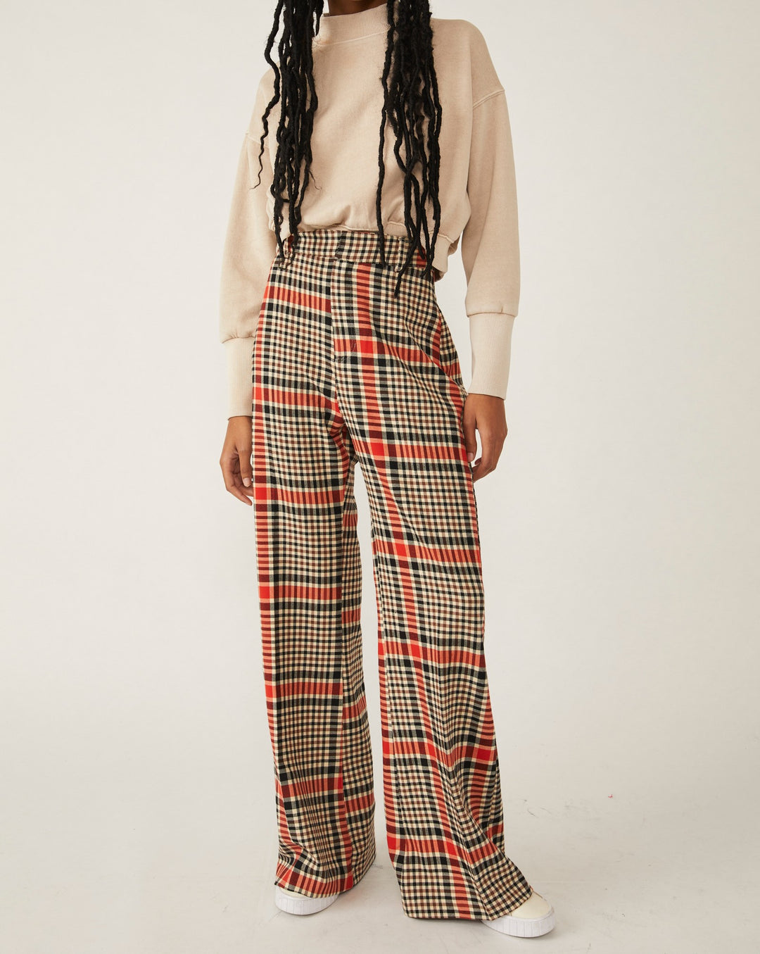 Free People Plaid Jules Pant – Rust Combo Two (8828) – 6