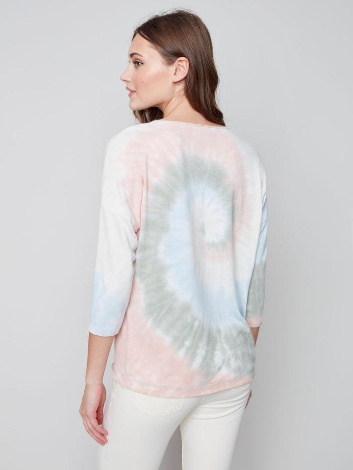 Charlie B Tie Dye Long Sleeves V Neck Top