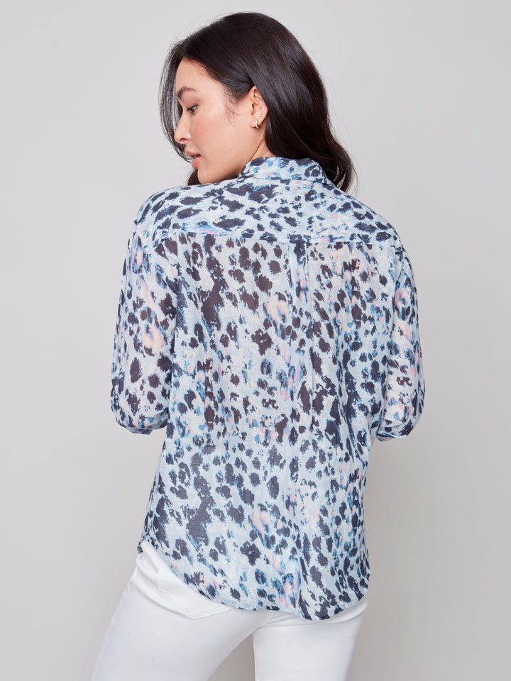 Charlie B Printed Drop Shoulder Cotton Voile Shirt