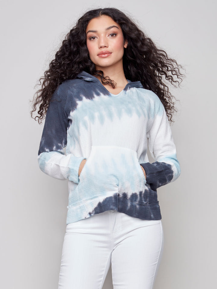 Charlie B Long Sleeve Tie Dye Cotton Hoodie