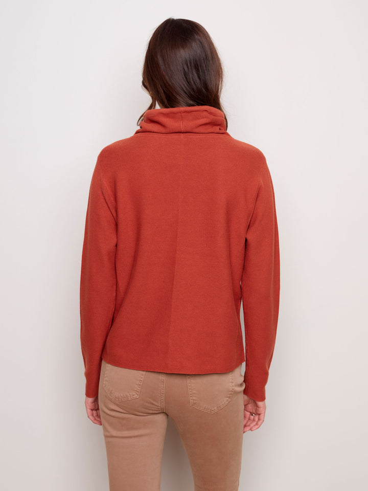 Charlie B Ottoman Cotton Funnel Neck Sweater