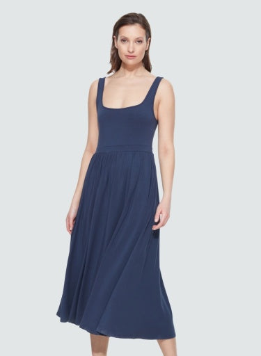 Black Tape Banded Waist Knit Midi Dress