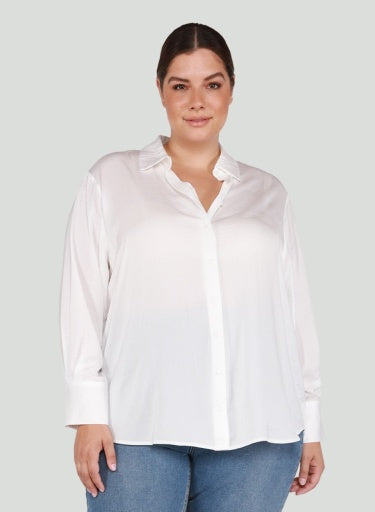 Dex Plus Textured Button Front Blouse