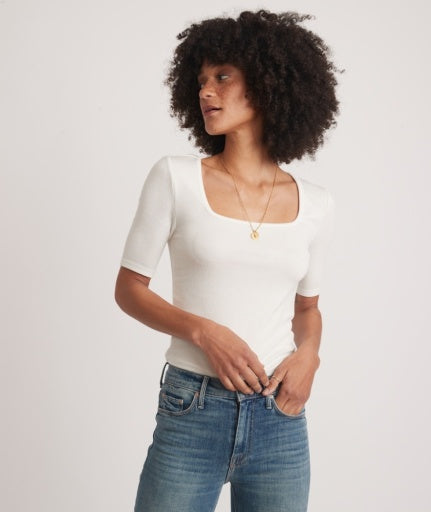 Marine Layer - Haut côtelé à col carré Lexi
