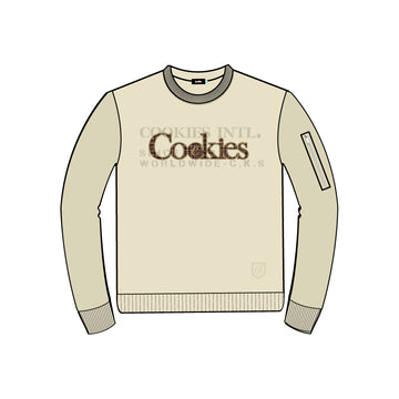 Cookies Paratrooper Fleece Crewneck Sweatshirt with Cotton Canvas Sleeves and Arm Zip Pocket