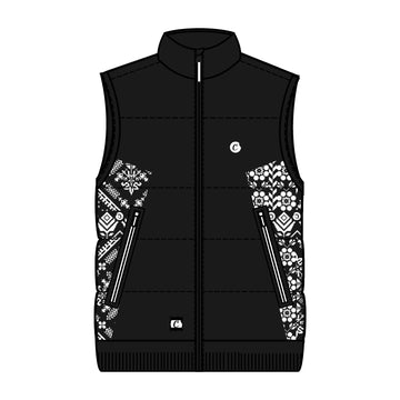 Cookies Triumph Quilted Ripstip Puffer Vest with Jacquard Sweater Knit Side Panel and Embroidery Chest Logo