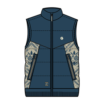 Cookies Triumph Quilted Ripstip Puffer Vest with Jacquard Sweater Knit Side Panel and Embroidery Chest Logo