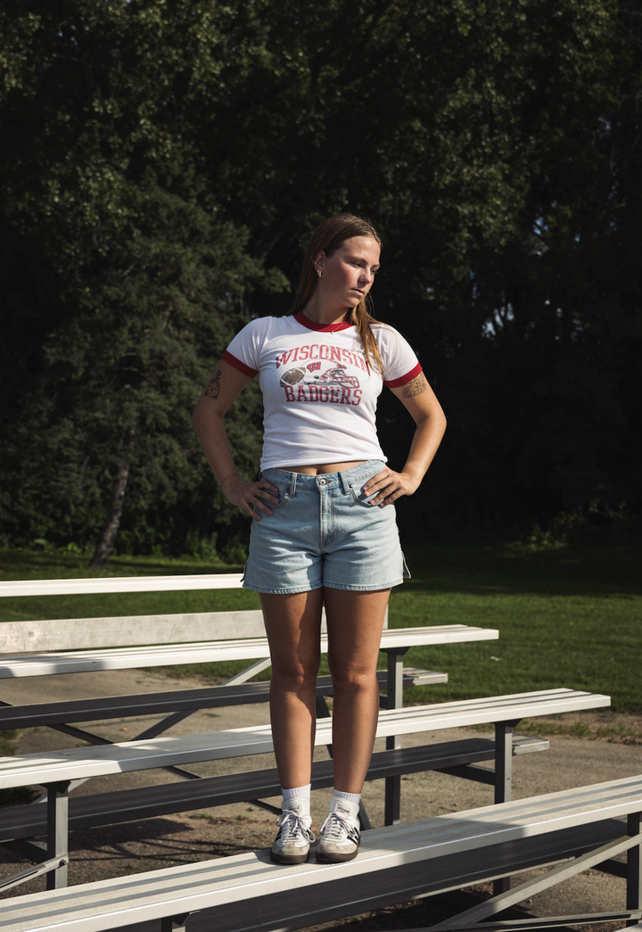 Wisconsin DesignTeam Badger Football Ringer Tee