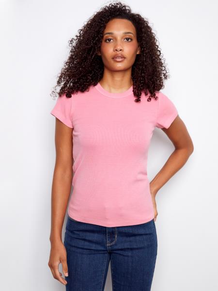 Charlie B Tencel Rib Crew Neck T-Shirt