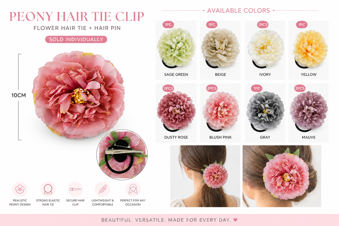 Joia Peony Flower Hair Tie Pin