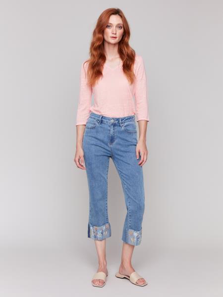 Charlie B Jeans with Embroidered Cuff