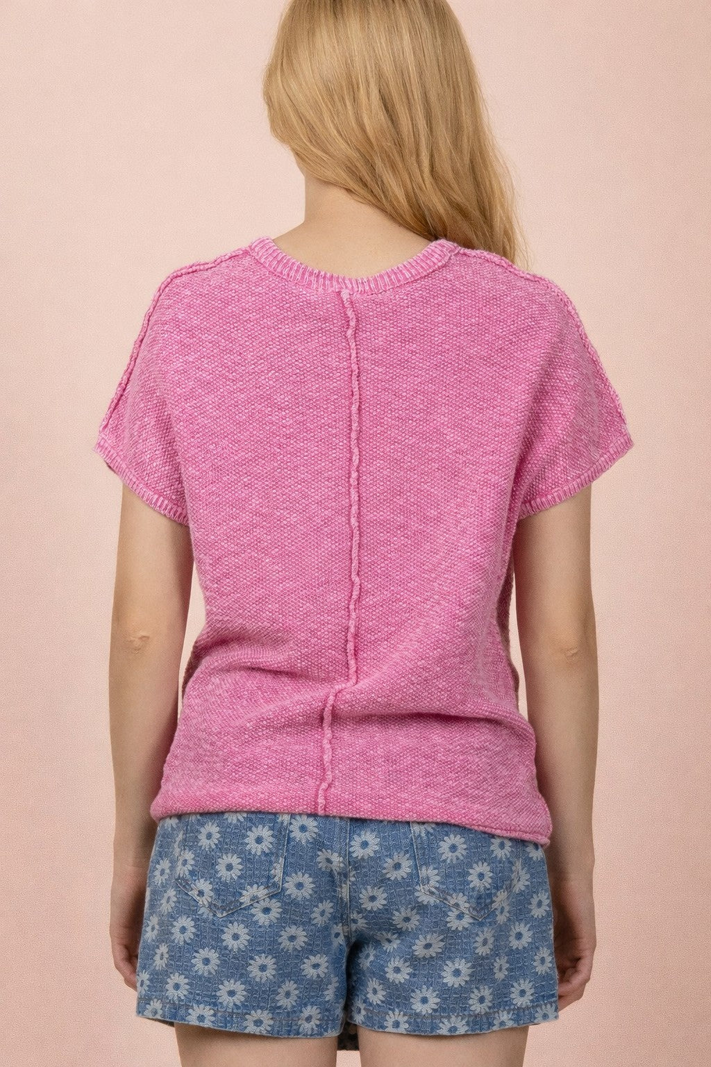 Very J Mineral Washed Knit Casual Sweater