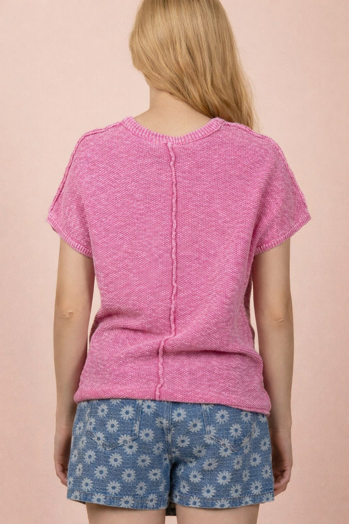 Very J Mineral Washed Knit Casual Sweater