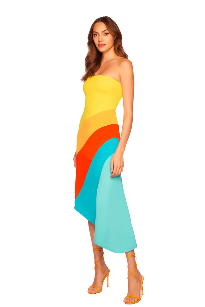 Susana Monaco Colorblock Tube Asymmetrical Dress