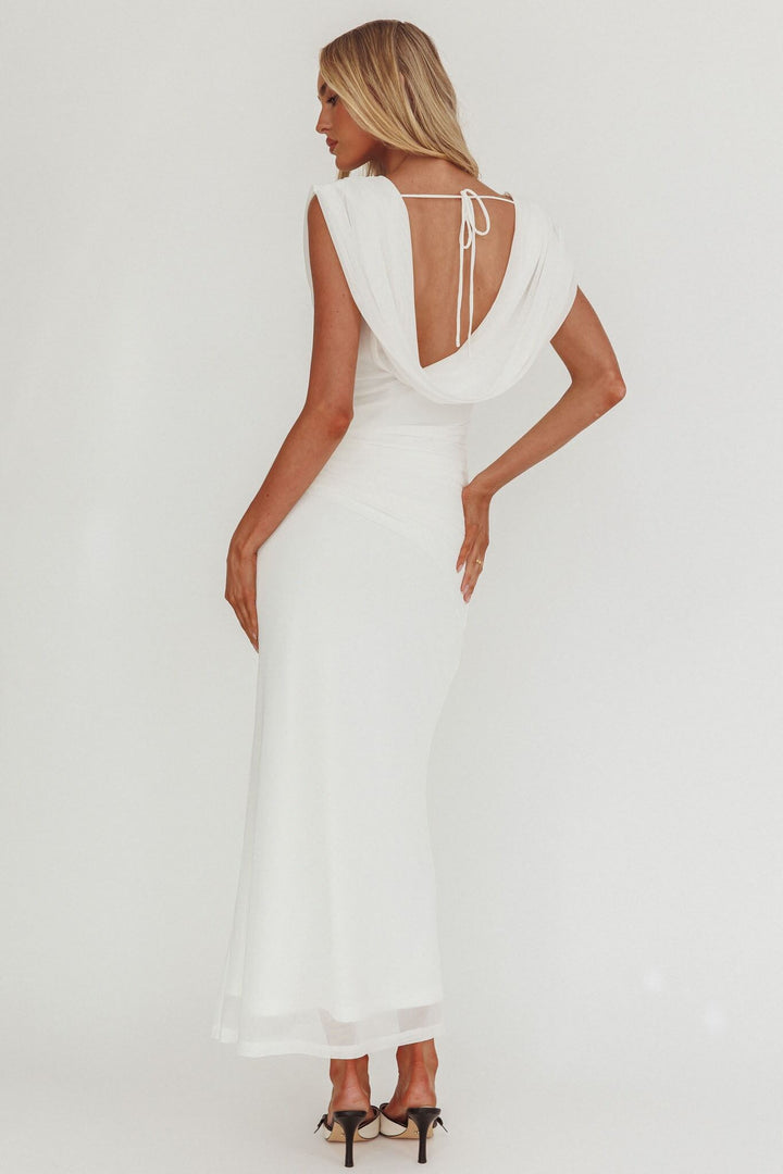 One & Only Draping Cowl Neck Open Back Dress