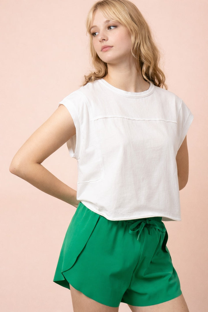Very J Mineral Washed Sleeveless Knit Top