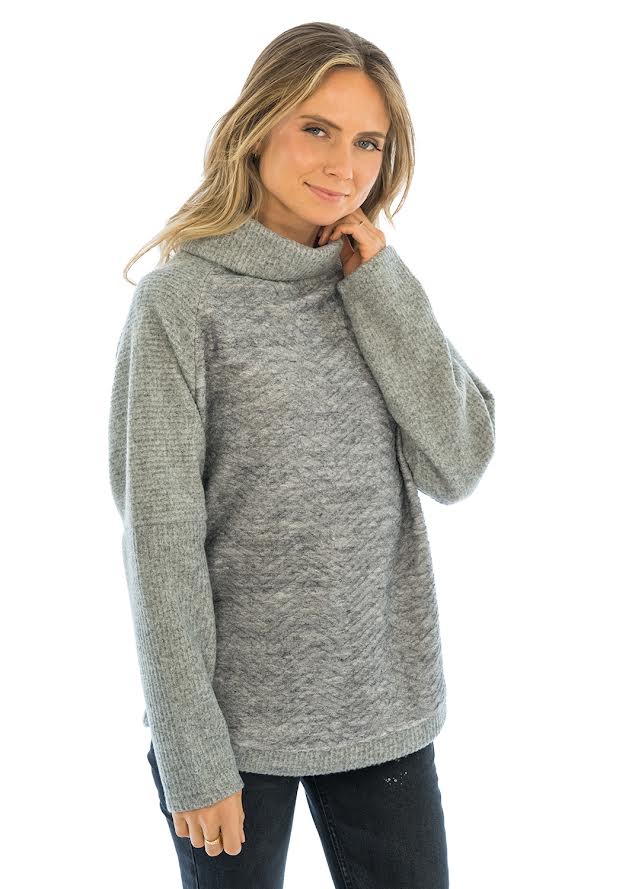 Trisha Tyler Textured Knit Sweater With Rib Sleeves