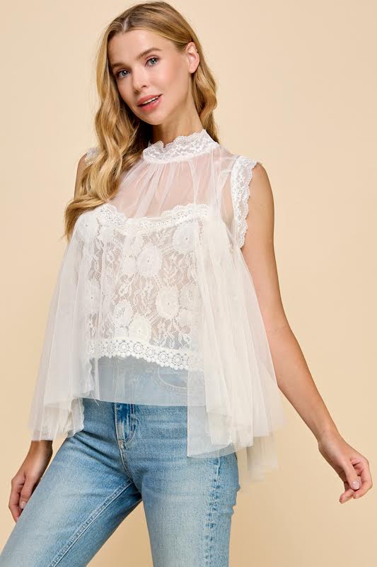 Millibon Mesh Overlay Goddess Lace Top