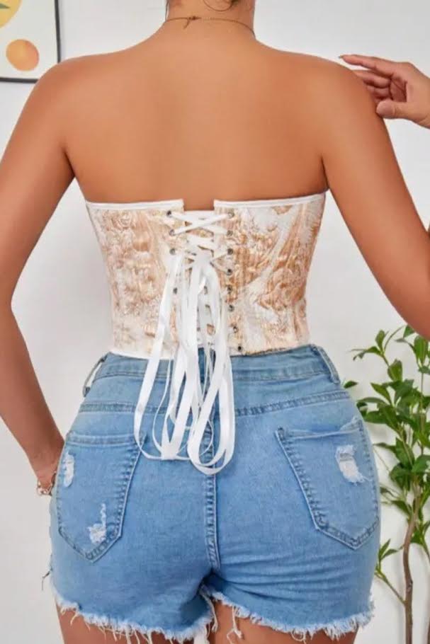Oh Yes Elegant Baroque Floral Bustier Corset Top