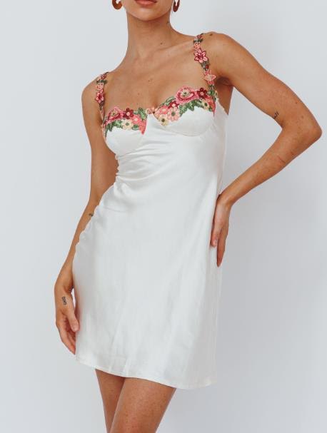 One & Only Embroidered Floral Hem Mini Dress