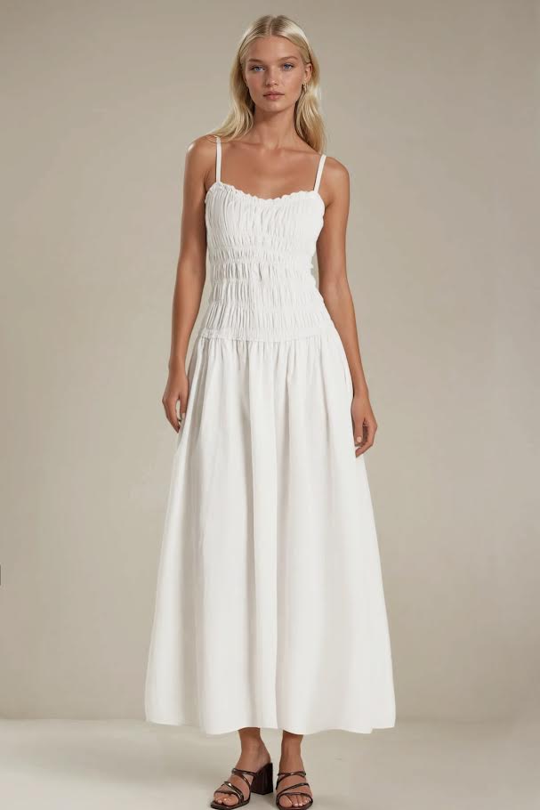 Wisteria Lane Smocked Maxi Cotton Dress