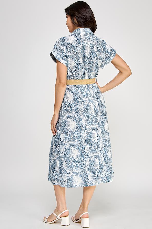 Rubienn Short Sleeve Button Up Dress With Belt
