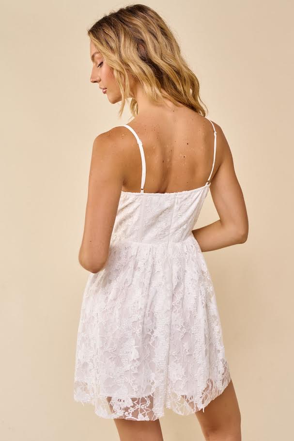 Blue Blush Lace Bustier Dress
