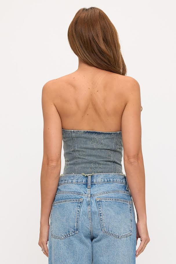 Oh Yes Denim Strapless Top