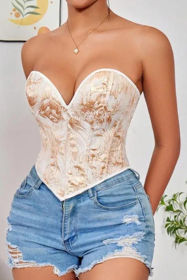 Oh Yes Elegant Baroque Floral Bustier Corset Top