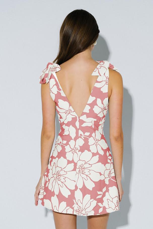 Blue Blush Shoulder Strap A-Line Floral Dress